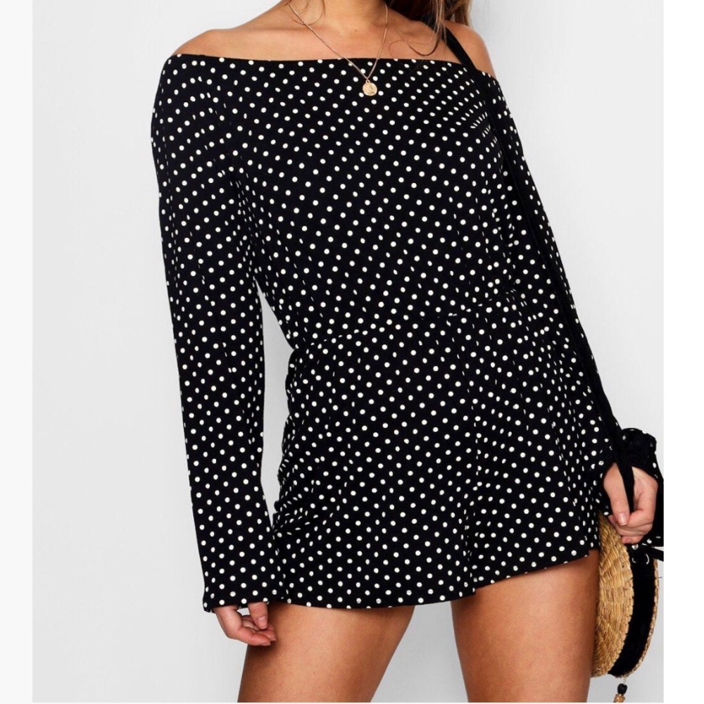 Boohoo polka dot romper